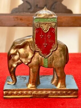 Vintage 1923 L.V. Aronson Art Deco Elephant Figurine Polychrome AMW